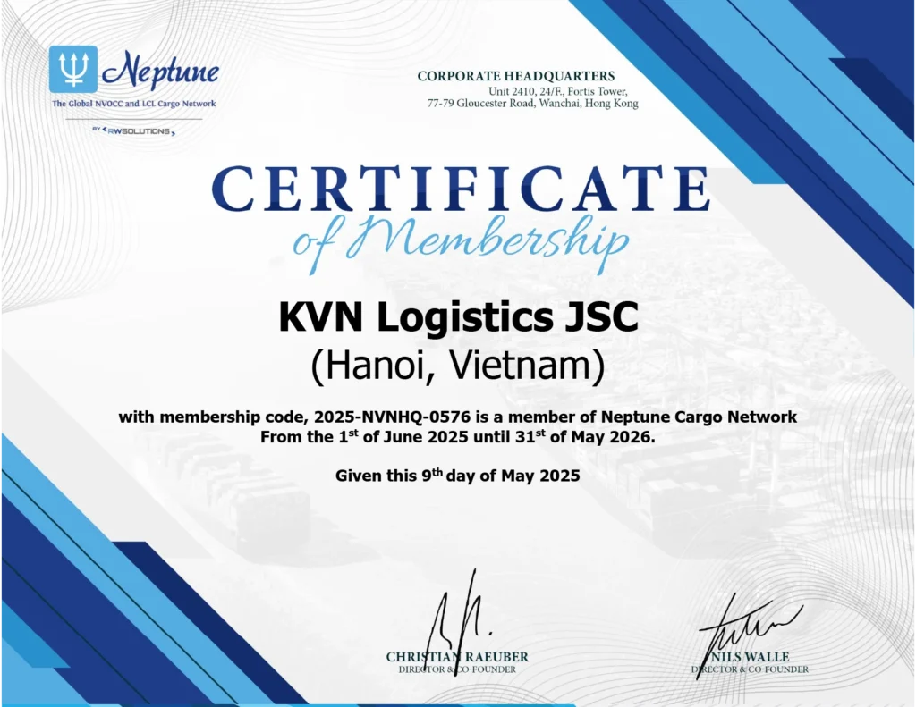2025 - 2026 Neptune Membership Certificate - KVN Logistics JSC